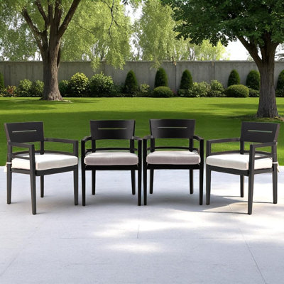 High-End Luxury Aluminum Outdoor Patio Dining Chairs With Sunbrella Seat Cushion