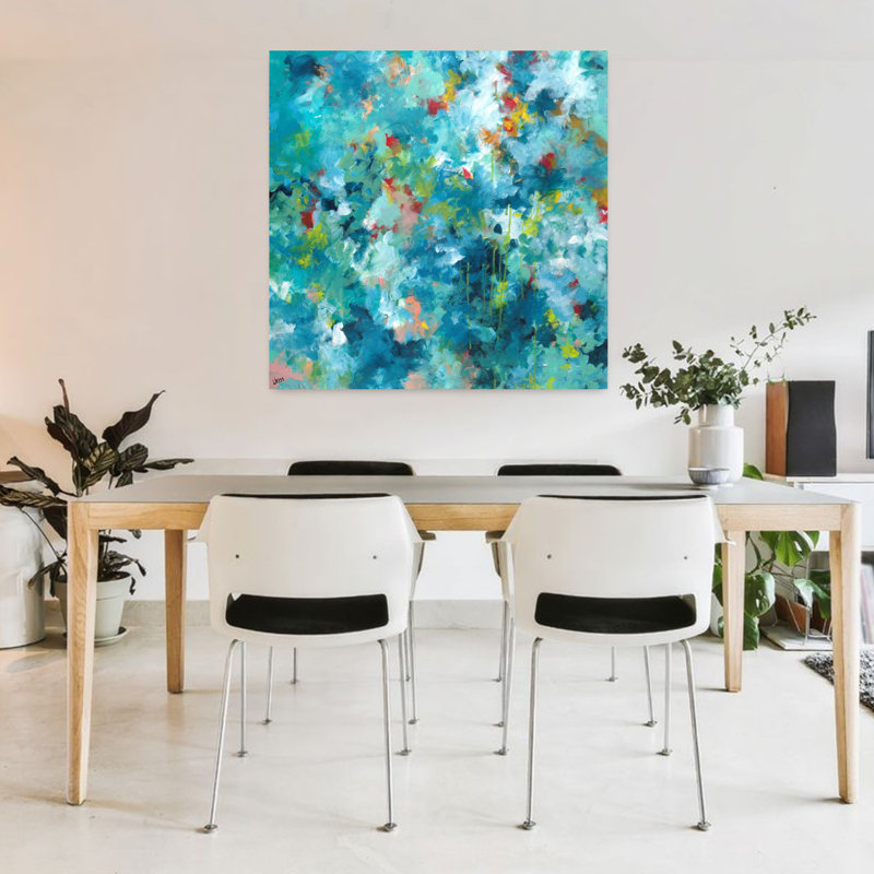 Art contemporain abstrait forêt tropicale, H 36 po x l 36 po