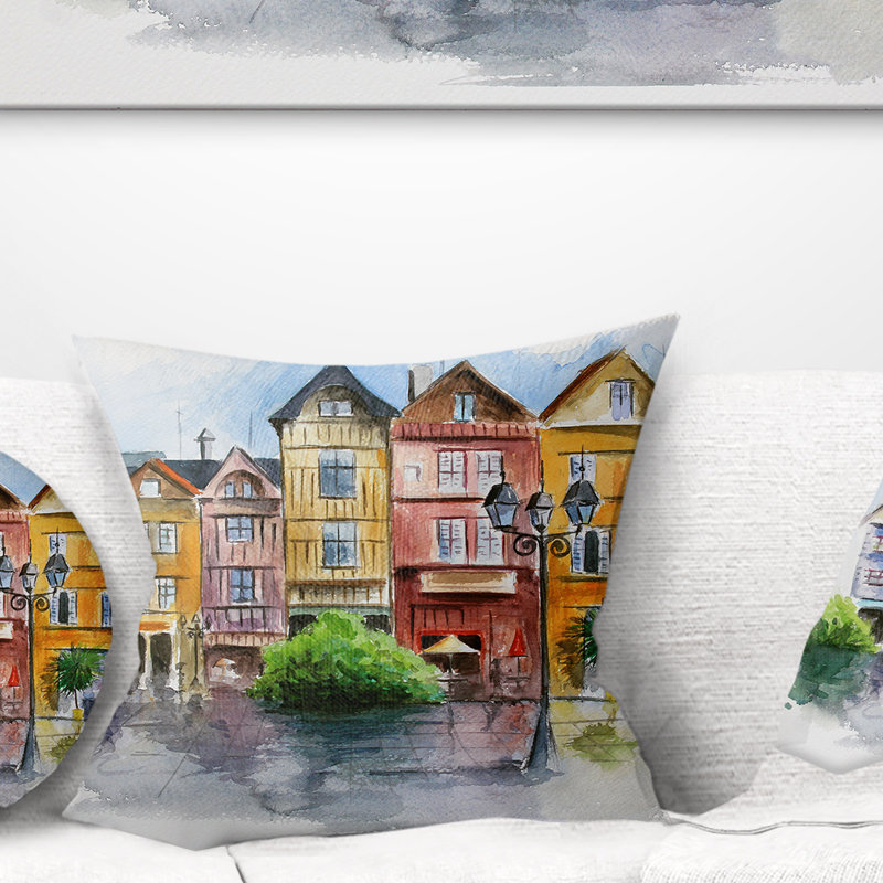 Schafer, paysage de la petite ville, 16 po x 1 po, Coussin décoratif