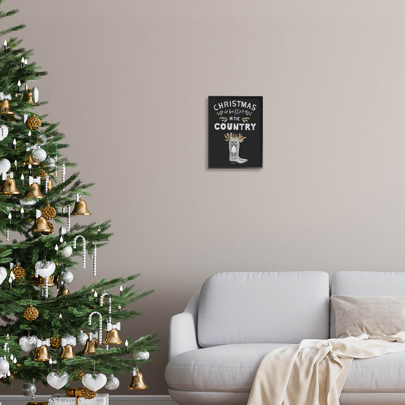 Christmas Better In Country at-221, Giclée encadrée noir minuit, H 14 po x l 11 po x P 1,5 po