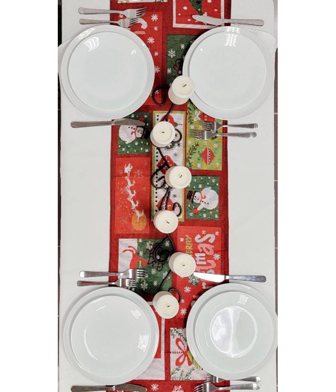 Holiday Patchwork Christmas Table Runner F07M5-8D