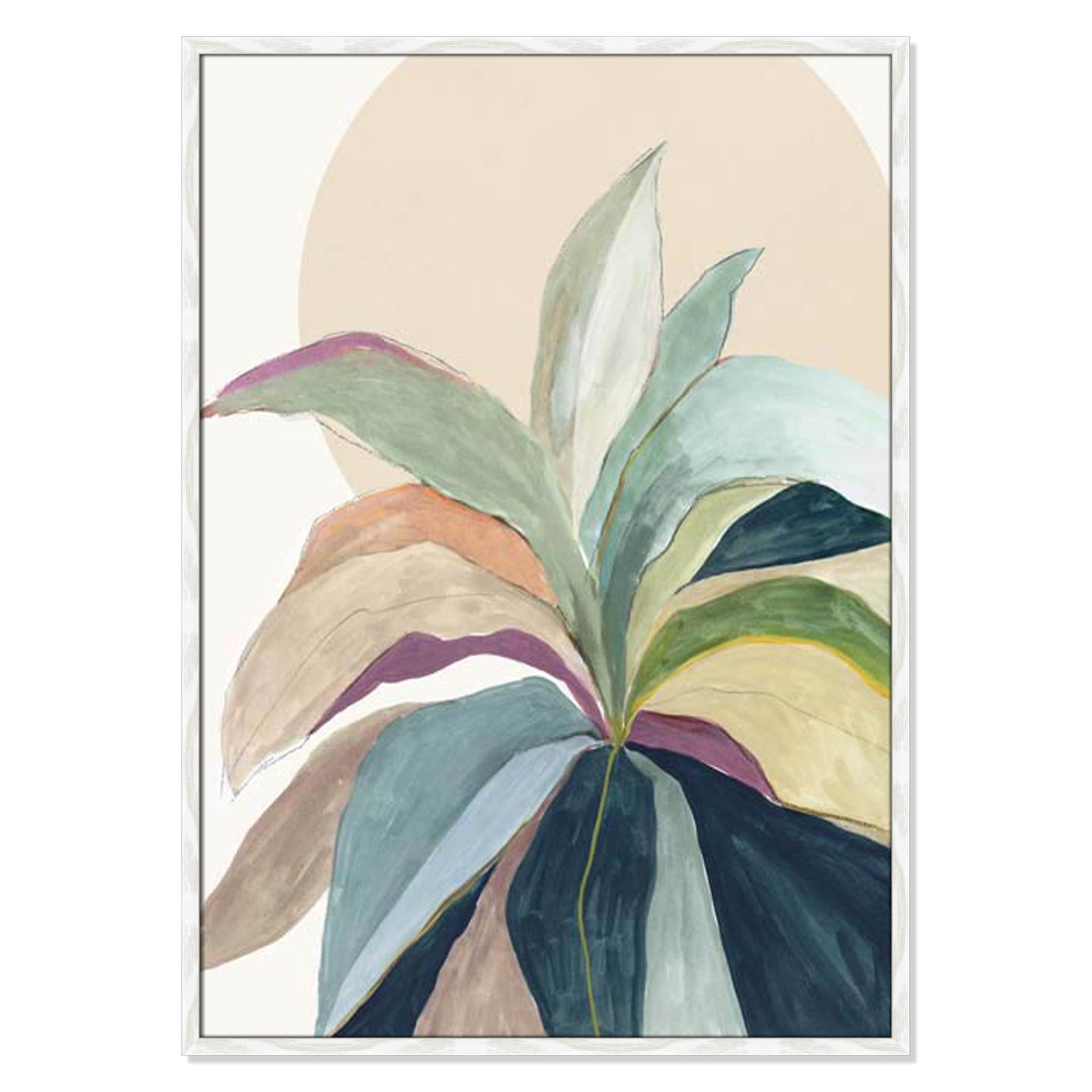 Sunny Bright Leaves II by Asia Jensen, 41.5" H x 29.5" W x 0.75" D, White Slim Unmatted Picture Framed