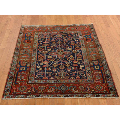Khiya One-of-a-Kind 4'6" X 5'6" 1900s Wool Area Rug Blue