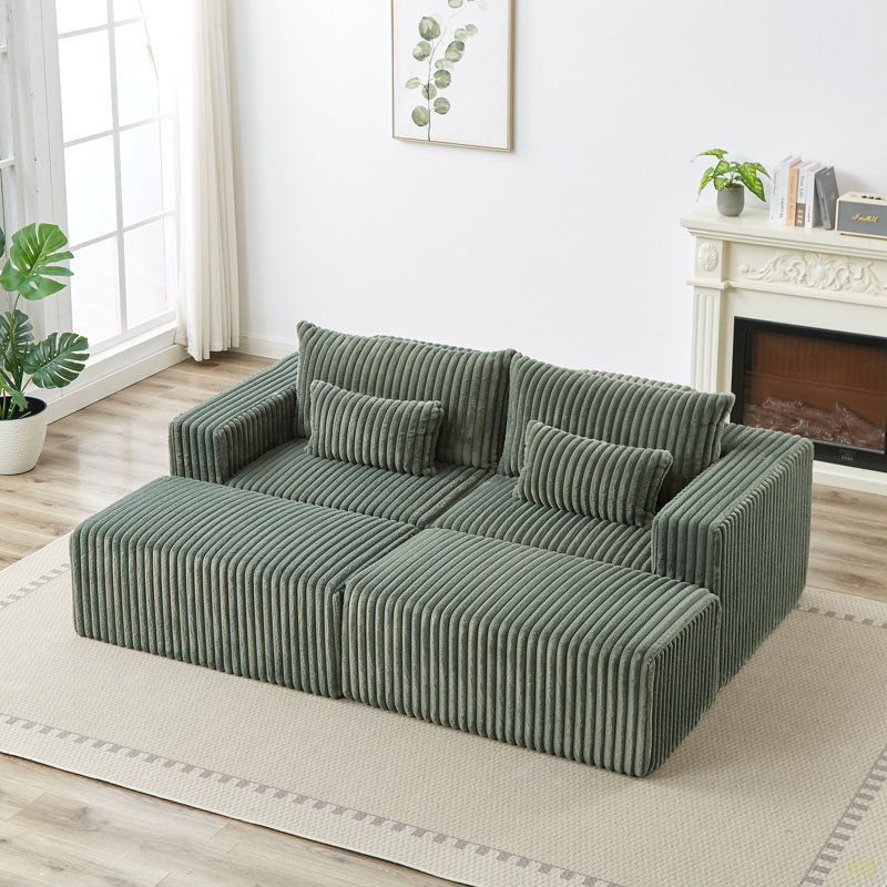 Boneless Oversized Sectional Lounge Chaise,No Assembly Required,Cloud Plush Loveseat With Two Removable Footstool,Fluffy Modern Sleeper Chair For Indoor Living Room Bedroom