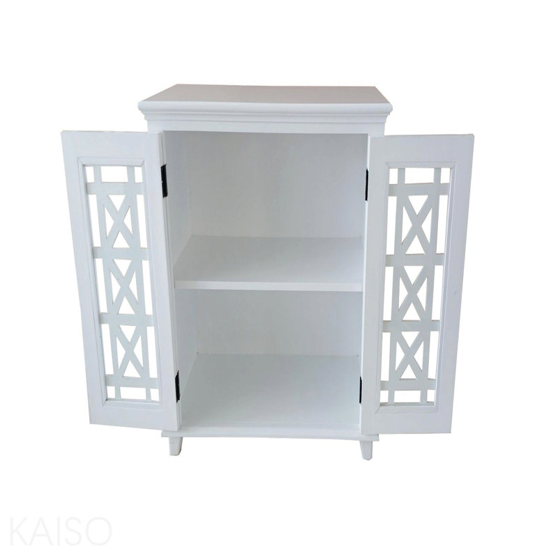 Armoire en bois massif avec porte et tablette en verre blanc Leroy