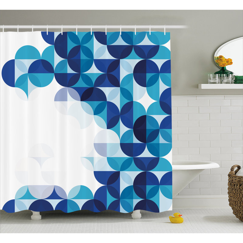 Rideau de douche simple à cercles blancs alexza modern, l 69 po x L 70 po