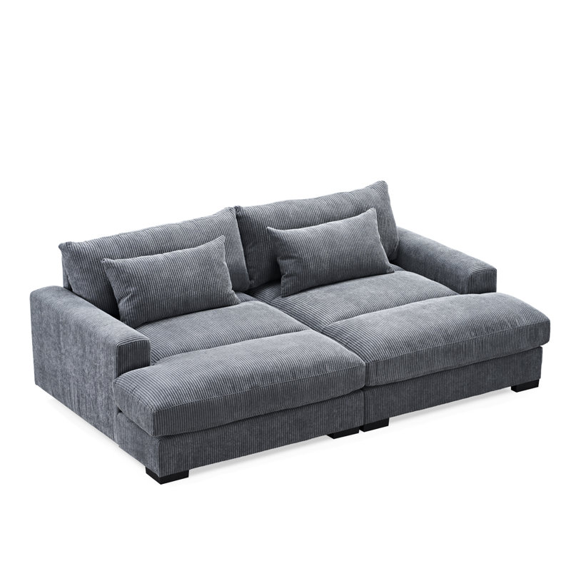 89.8'' Corduroy Sofa, Gray Corduroy