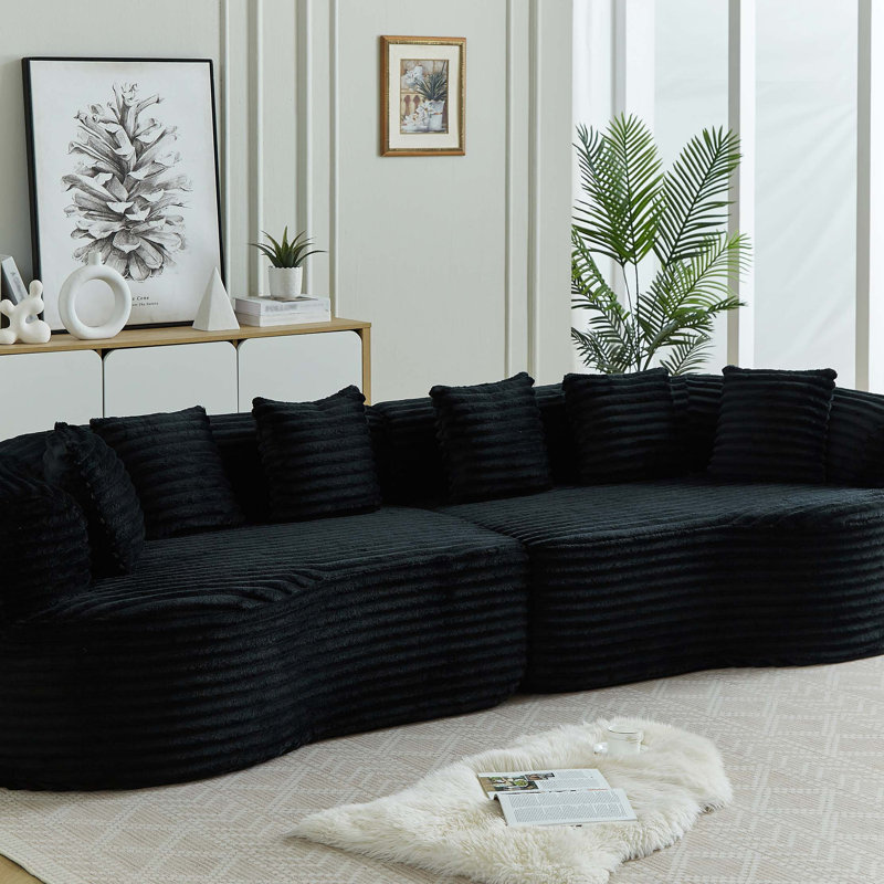 Canapé modulaire incurvé avec nuage sans os et velours côtelé luxueux