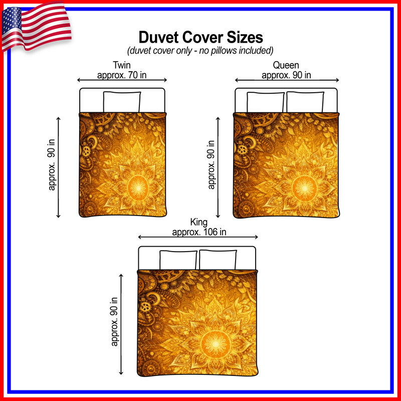 Housses de couette complexes Golden Mandala, Lit simple