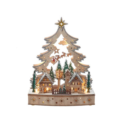 Kurt Adler 12.6-Inch Battery Operated Lighted Christmas Tree Village