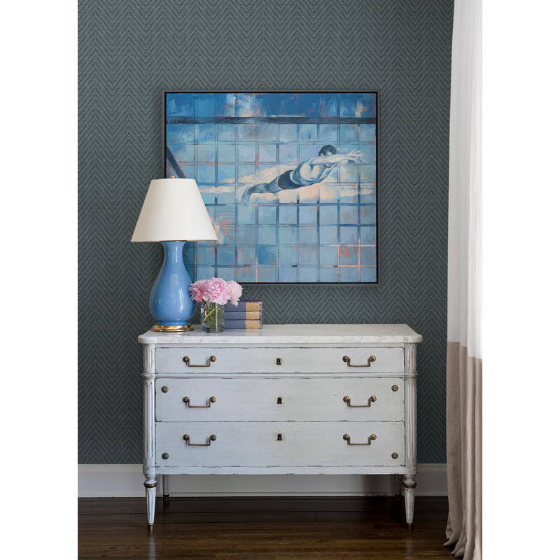 Rouleau de papier peint L 33 pi x l 20,5 po Eris, Bleu sarcelle