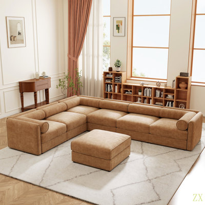 Canapé modulaire moderne 6 pièces avec rangement en chenille douce de style contemporain Cylindrica pour le salon