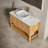 Sharma 48" Bathroom Vanity&Sink, Freestanding Plywood Storage Cabinet With 3 Bamboo Texture Doors&Open Shelf, Marble Pattern Ceramic Vessel Basin&Carrara White Sintered Stone Top, Woodgrain Color-558240720