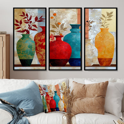 Boho Plants Moroccan Vases - Morocco Pottery, ensemble de reproductions d'art mural
