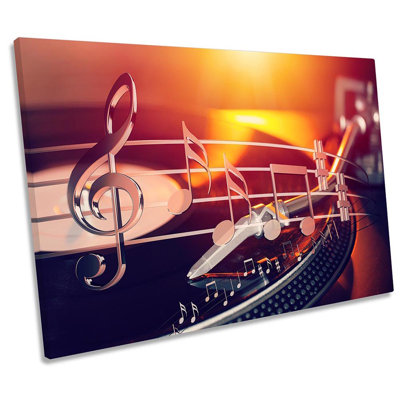 Turntable Music Notes - Wrapped Canvas Print