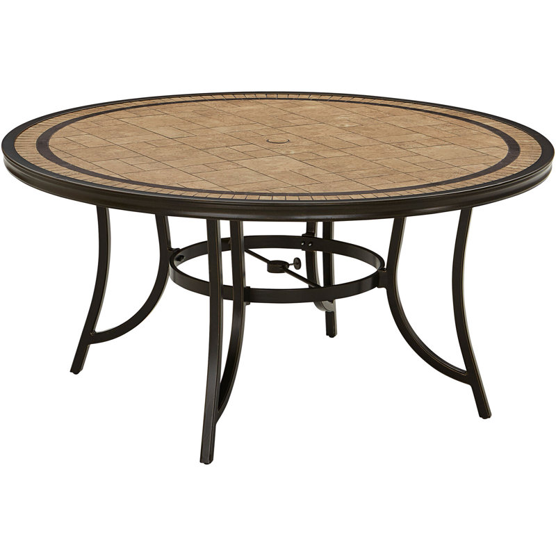 Elegant Monaco 6-Person Round Outdoor Dining Set with Golden-Bronze Finish