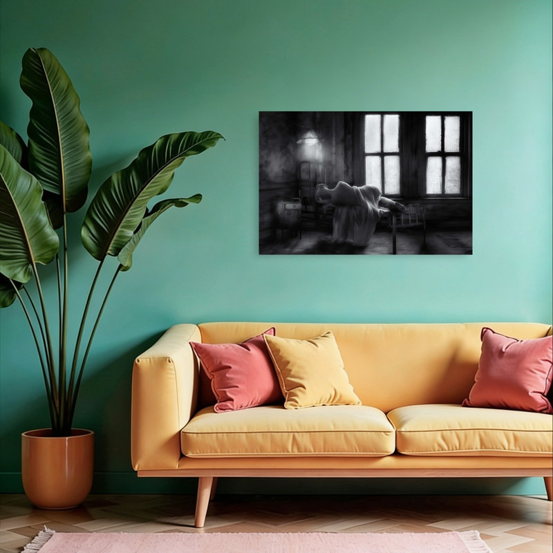 " Solitary Room Study Dramatic Gothic Vintage Architecture Wall Art Print " by Charlaine Gerber, 24" H x 36" W