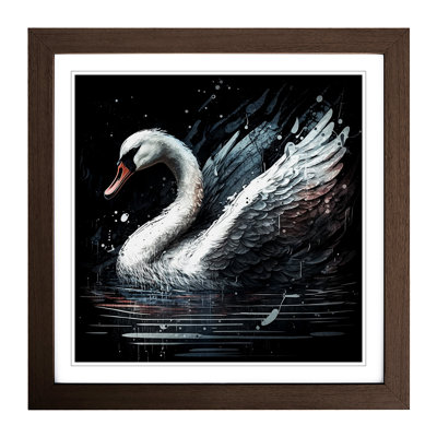 Swan Grunge Art - Framed Print