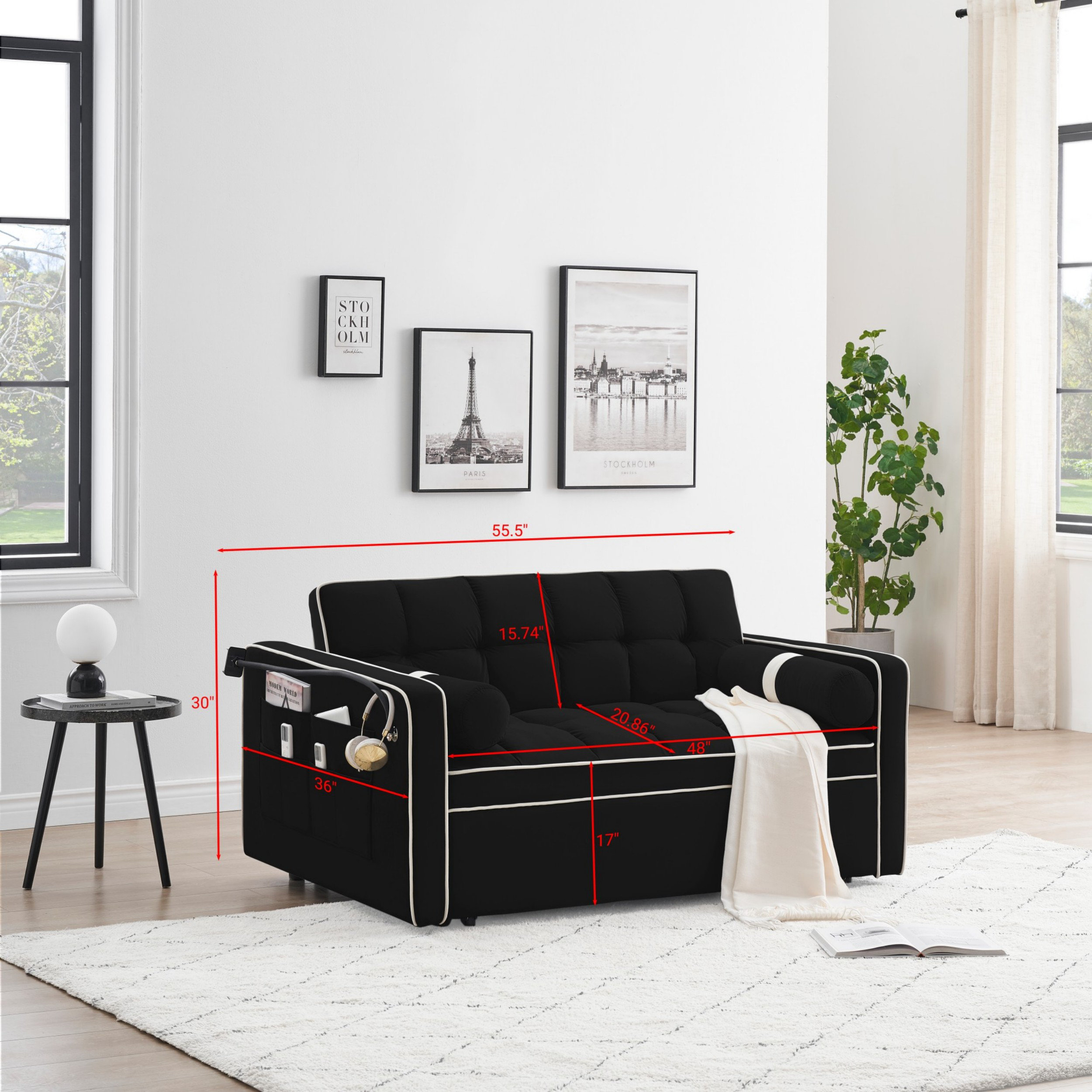 Hokku Designs Modern Convertible Sofa with Pull Out Bed - Wayfair Canada