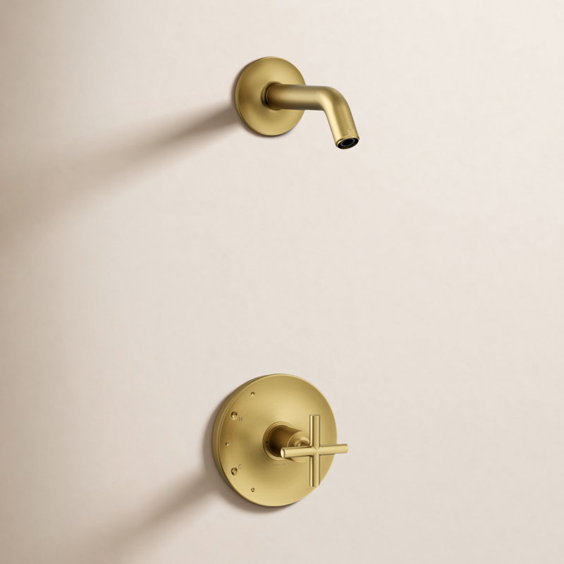 Garniture de douche Purist, Finition brossée éclatante moderne