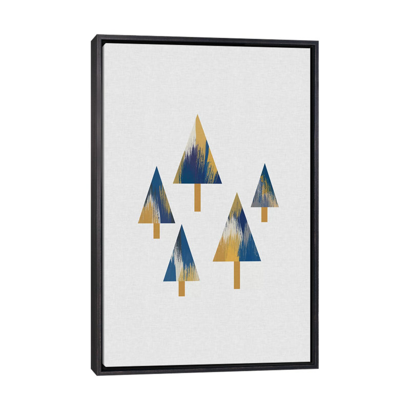 «Trees» par Orara - impression d'art graphique, Pas de tapis, H 60 po x l 40po x P 1,5 po, Toile avec cadre noir patiné