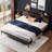California King Bed Frame with Headboard, Dark Wood and Grey, Strong Supports, Sturdy, Noise-Free, No Box Spring Needed-696373659-696373658