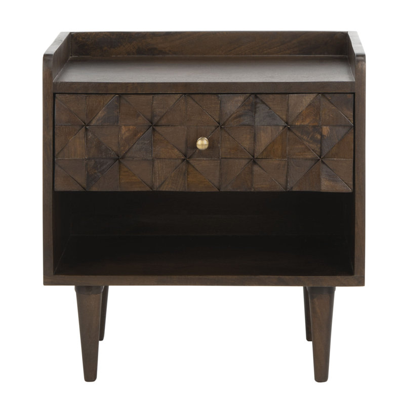 Eudy 19'' W Solid Wood Nightstand, Walnut
