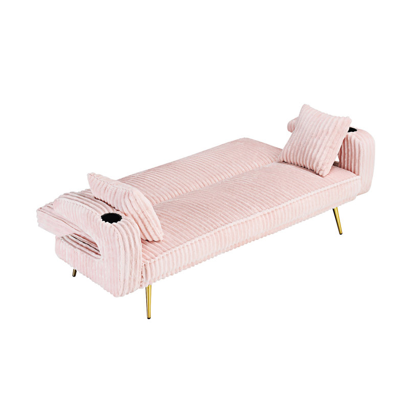 Canapé-lit rembourré avec coussins, Rose