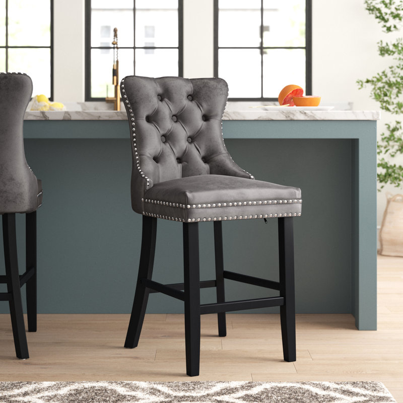 Tabouret de comptoir 27,2 po Simonton, Gris, Noir, noir, noir, noir