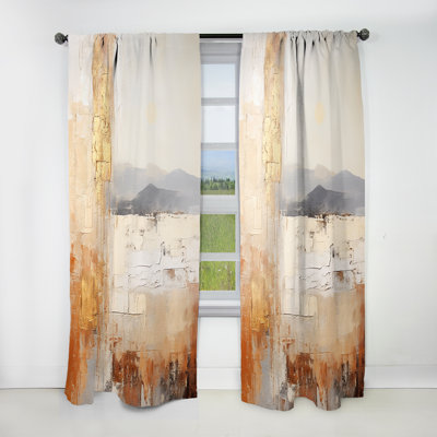Gilad Beige And Gold Minimal Expression III - Country Velvet Curtain - Room Darkening - 1 panel