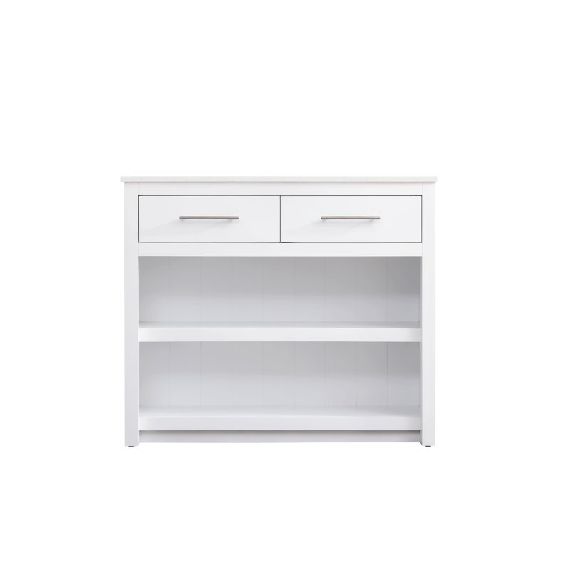 42 inch Kitchen Island, White/Brushed Nickel
