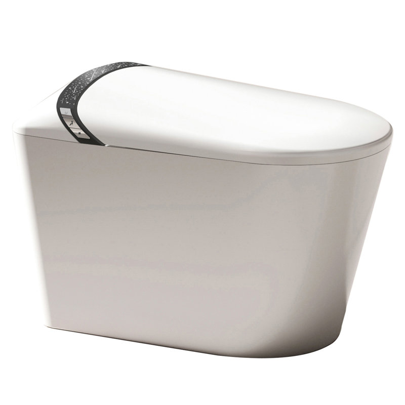 White Smart Toilet With Elongated Design, Auto Open/Close Lid, Foot - Operated Activation, 1.28 Siphonic Jet Flush, Multiple Washing Modes, And Heated Seat For Bathroom Hygiene