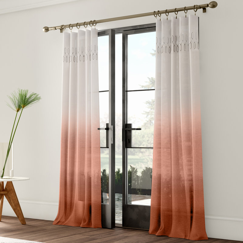 Signature Arashi Fashion Ombre Window  Curtain, 52 Inches Wide x 84 Inches Long, Single Window Curtain Panel, Melon, Melon