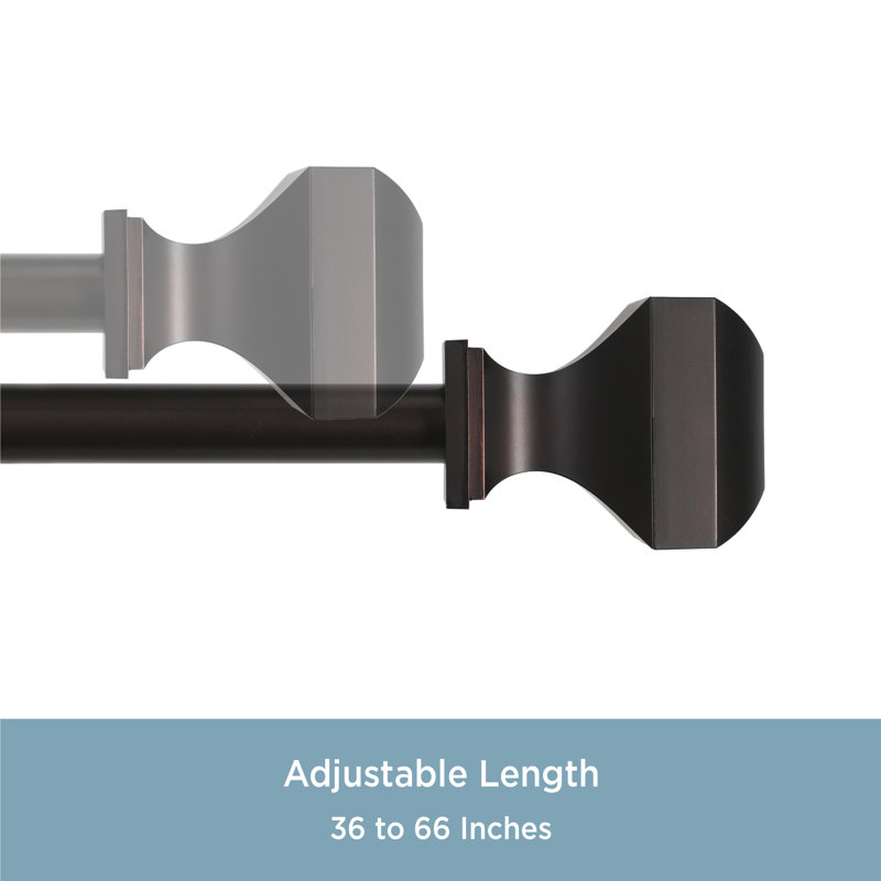 Bronze Adjustable Decorative Curtain Rod with Square Finials