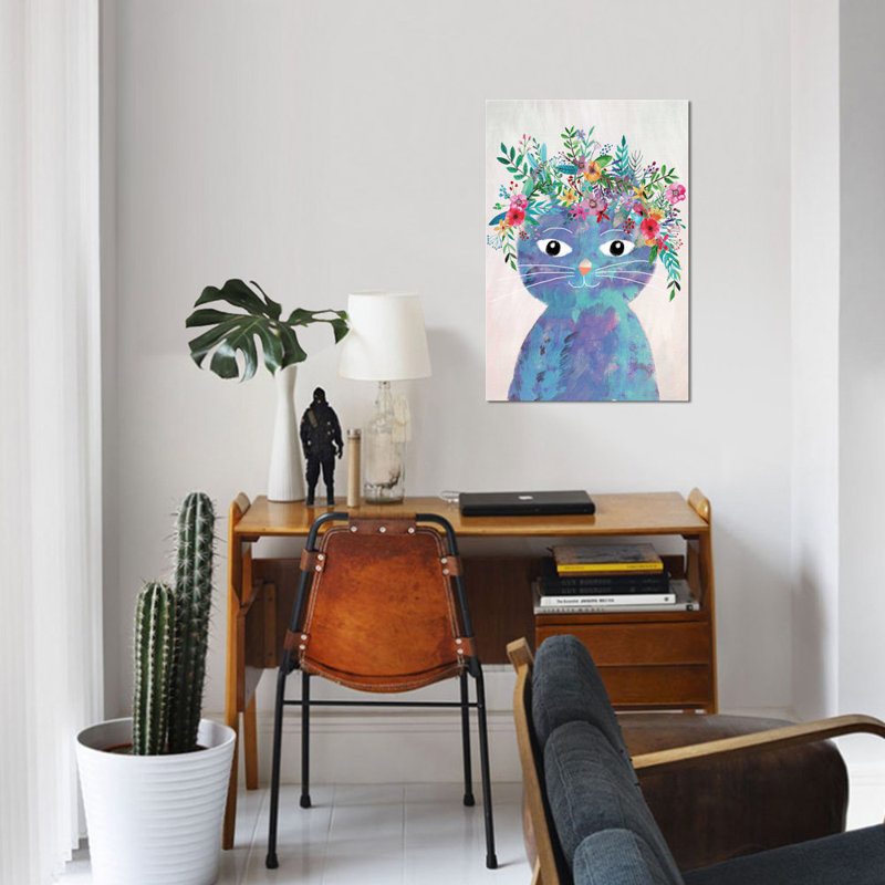 Flower Cat II - reproduction sur toile tendue, H 26 po x l 18 po x P 1,5 po, Toile tendue, Pas de tapis