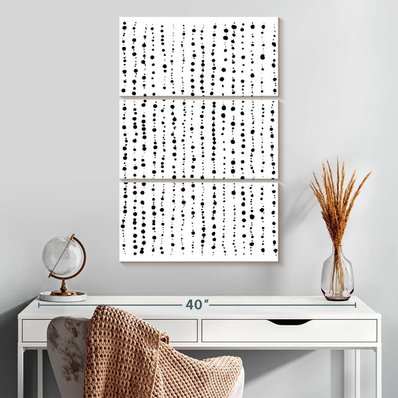 Avery Minimal Dots Lines Black White, 32" H x 20" W