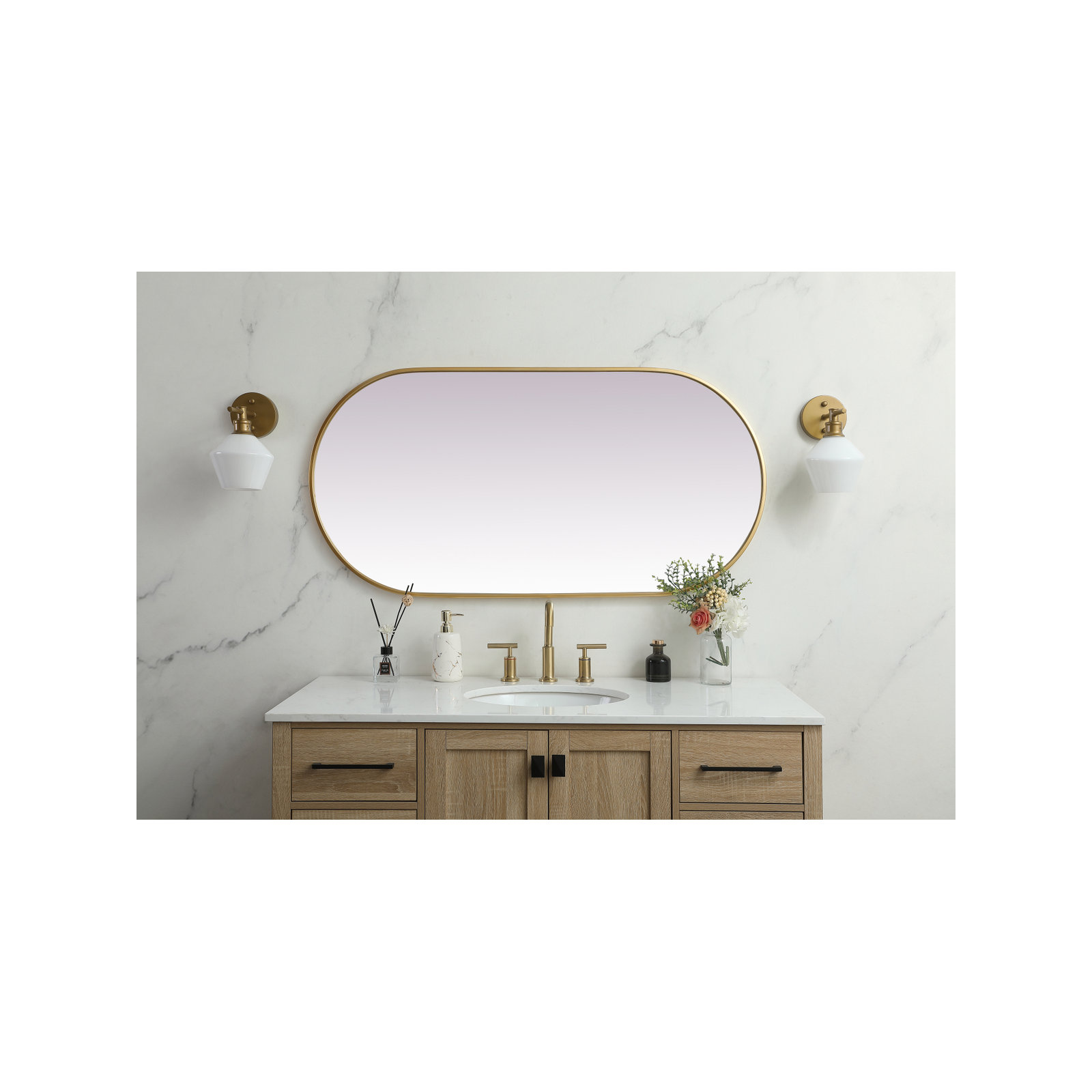 Elington Metal Oval Mirror, Brass, 48"  x 24" 