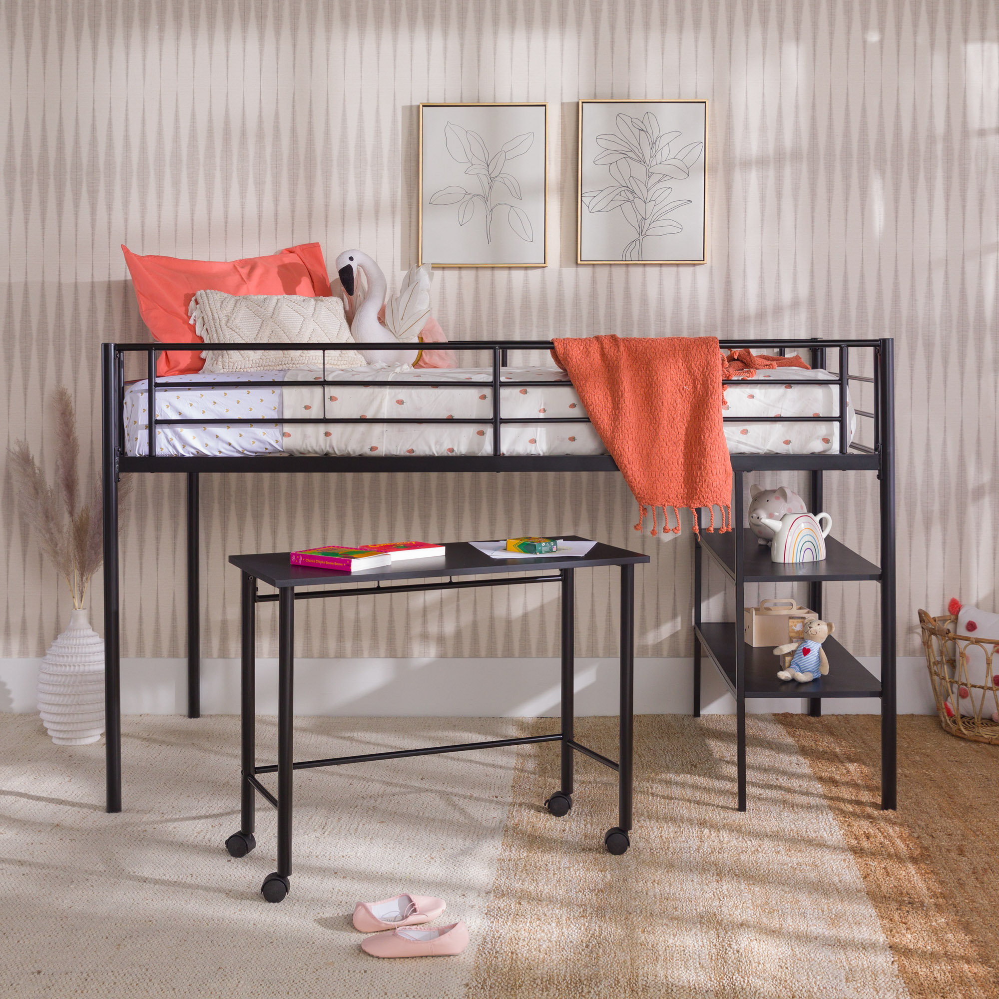 Isabelle & Max™ Nanafalia Platform Loft Bed with Shelves by Isabelle