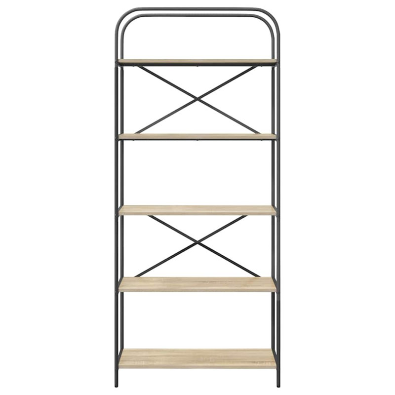 Bookshelf Engineered wood Modern Freestanding Bookshelves Organizer, Sonoma Oak, (5 Shelves) 183cm. H x 80cm. W x 30cm. D