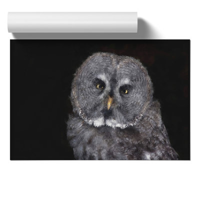 Great Grey Owl Painting - Frameless Print