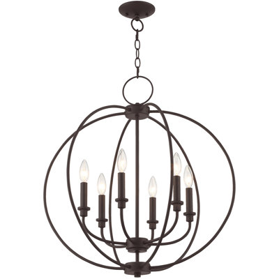 6 - Light Candle Style Globe Chandelier