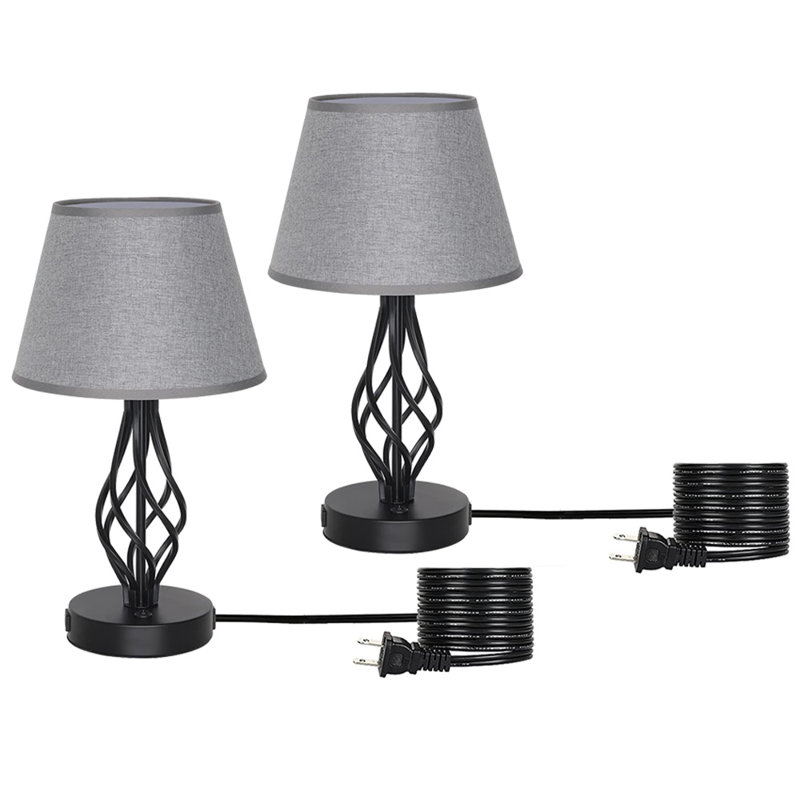 Lampe de table USB en métal avec prise CA, Gris