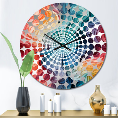 Colourful Watercolor Whirls Echos - Geometric  Wall Clock