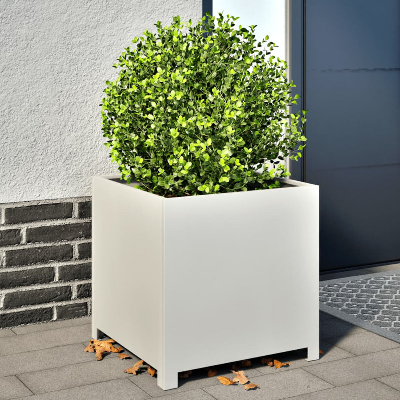 Ashvini Planter Box, White , 19.69" H x 19.69" W x 19.69" D