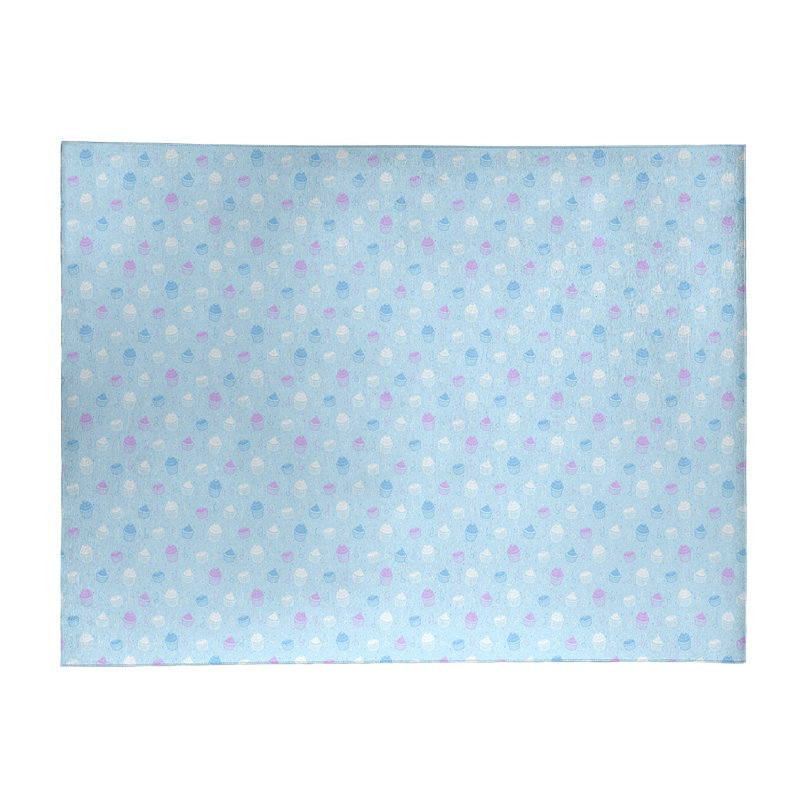Tapis petits gâteaux à rayures bleu area, Rectangle 9 pi x 12 pi