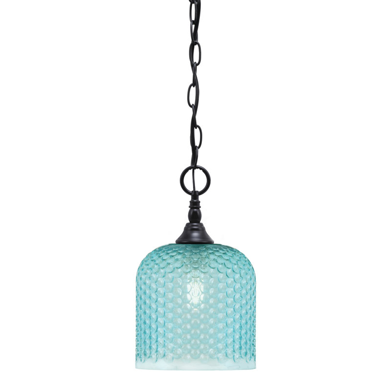 Mini-luminaire suspendu en chaîne avec verre, Noir mat