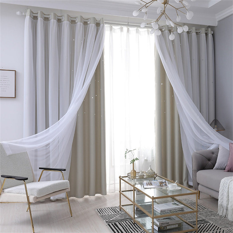 Rideau occultant en polyester Ezayah, Beige