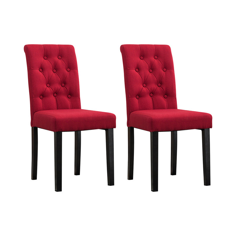 Brainard 46cm H Tufted Upholstered Side Chair, Red, 2