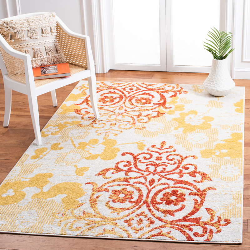 Tapis à motif floral Akshayen, Rectangle 6 pi x 9 pi