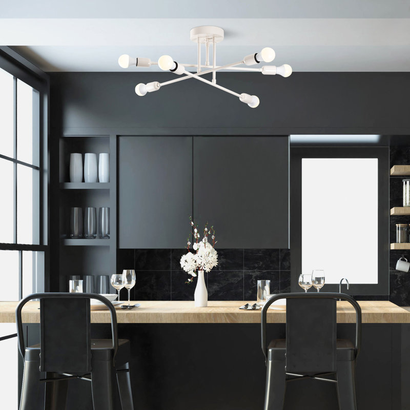 Elegant Cream Chandelier, Iron Body, 25.2 x 25.2 x 11.8 inches | E27 Socket, Max 40W | Includes Setup Instructions | Perfect for Living Room, Dining Room, and Entryways | IP20 Rated, Stylish and Durable Design